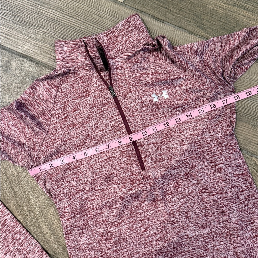 Under Armour Tech Twist Quarter Zip Pullover Med Burgundy Heather Athletic Top - Picture 9 of 12